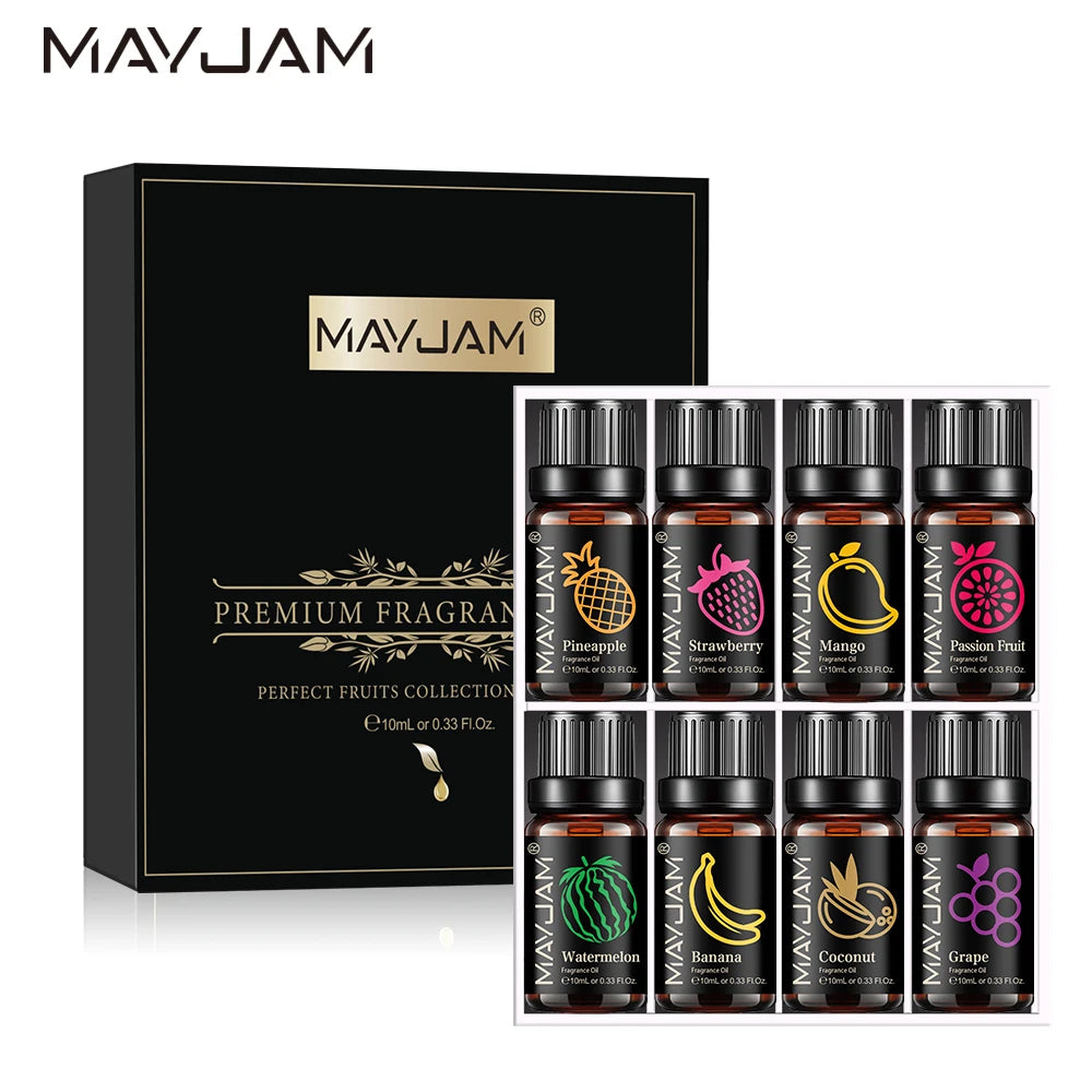 8Pcs/Set Fruit Fragrance Oils Strawberry Mango Banana Sweet Orange Papaya Lime Pineapple Passion Fruit Aroma Oil